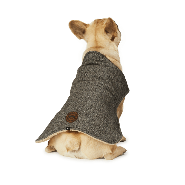 Hotel Doggy Grey Melton Blanket Coat With Sherpa Lining - XXXL