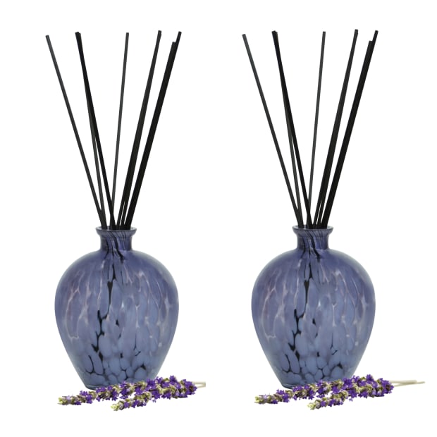 T-Zone™ Health Art Glass Reed Diffuser with 200 ml Scent - Blue Glass with Lavender Scent - Set of 2