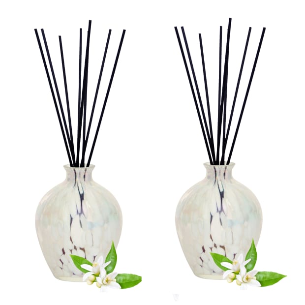 T-Zone™ Health Art Glass Reed Diffuser with 200 ml Scent - White Glass with Orange Blossom Scent - Set of 2