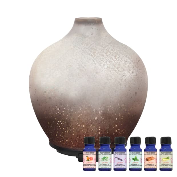 T-Zone™ Health Glass Art Diffuser with 6 Essential Oils - Metallic