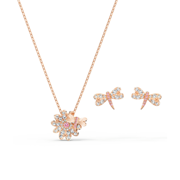 Swarovski Eternal Flower Dragonfly Set - Pink/Rose Gold #1