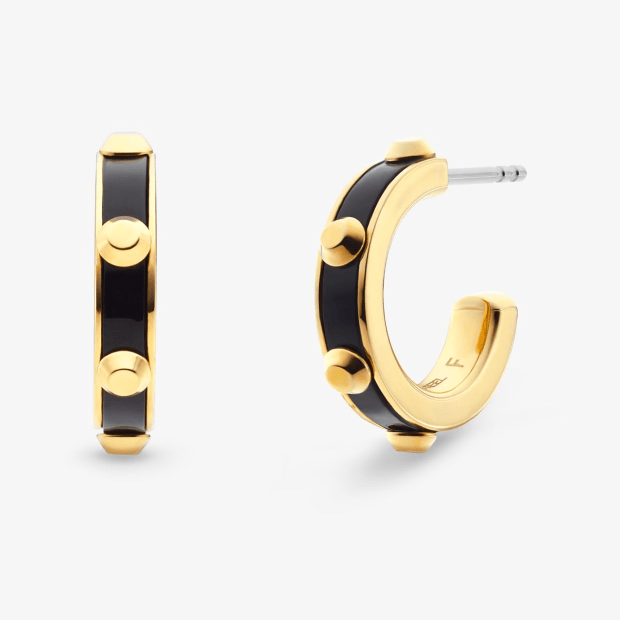 Michael Kors Studded Gold-Plated and Acetate Hoop Earrings #1