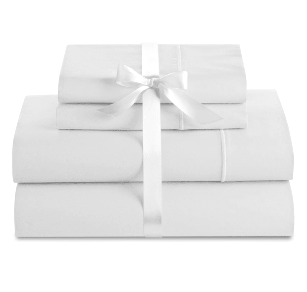Cuddle Down Deluxe Impressions 500TC Cotton Sateen 4-Piece Sheet Set - White - Queen