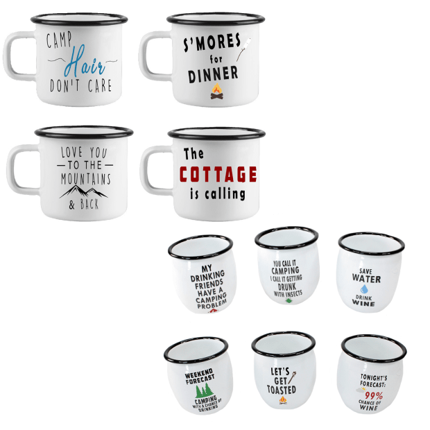 Koppers Home XL Enamel Mugs and Wine Tumbler Set