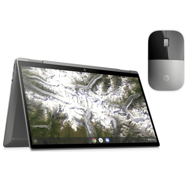 HP 14c-ca0020ca 14’’ x360 Convertible Chromebook with HP Z3700 Silver Wireless Mouse