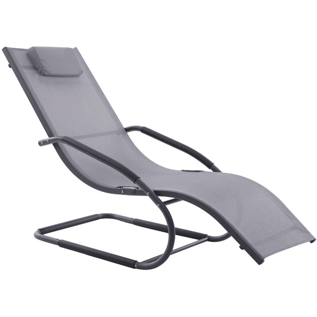 Vivere Aluminum Wave Lounger - Grey/Matte Black #1