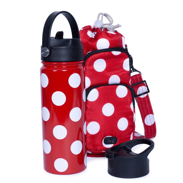 Lug® Huggie & Chuggie Crossbody and Water Bottle Set - 18.5oz – Crimson Large Dot #1