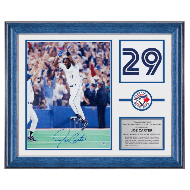 AJ Sports Joe Carter Blue Jays Signed 1993 World Series Home Run 20 x 24  Jersey Number Frame