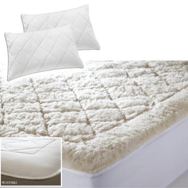 Kouchini™ Australian Organic Wool Overlay with Quilted Pillow Protectors – King