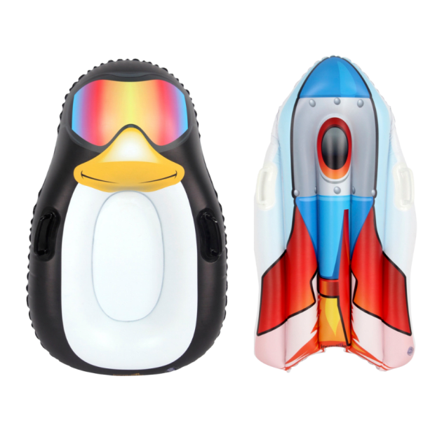 Incredible Novelties Penguin and Rocket Snow Sleds Bundle