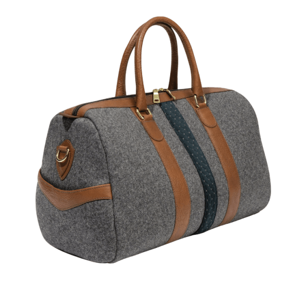 Monte & Coe Wool Weekender Bag - Mid-Grey and Cognac #1