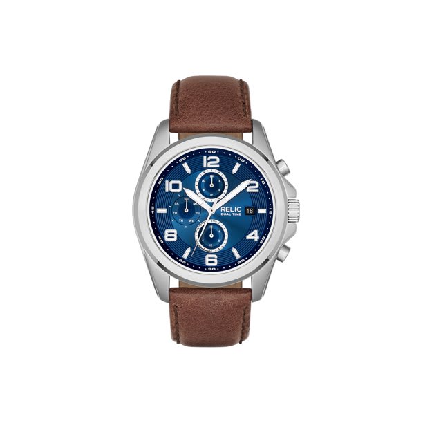 Relic by Fossil Daley Quartz Stainless Steel and Leather Casual Watch