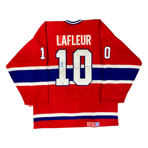 Frameworth Guy Lafleur Signed Montreal Canadiens Red CCM Pro Jersey