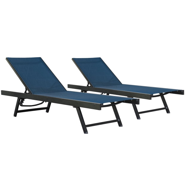 Vivere Aluminum Urban Sun Lounger Set in Navy Steel #1