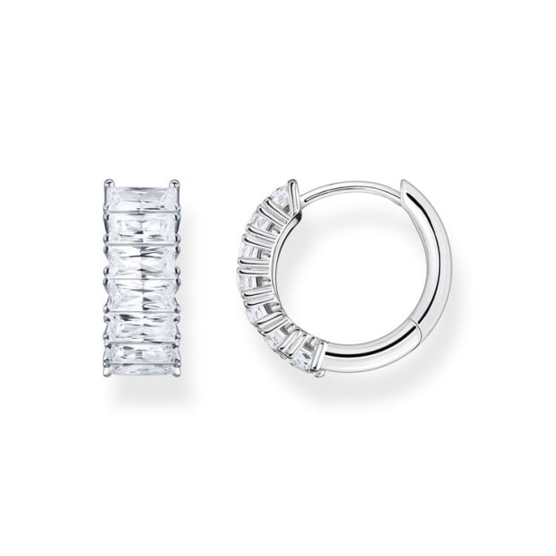 Thomas Sabo White Stones Pave Hoop Earrings - Silver