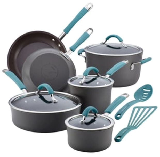 Rachael Ray Cucina 12pc HA nonstick cookware set - blue