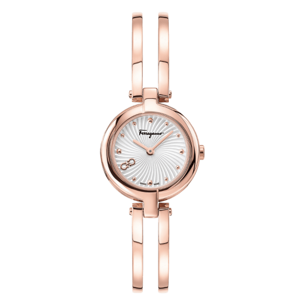 Salvatore Ferragamo Miniature Ladies Rose Gold Bangle Bracelet Watch