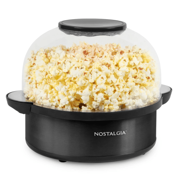 Nostalgia® 6-Quart Stirring Speed Stainless Steel Popcorn Popper - Black