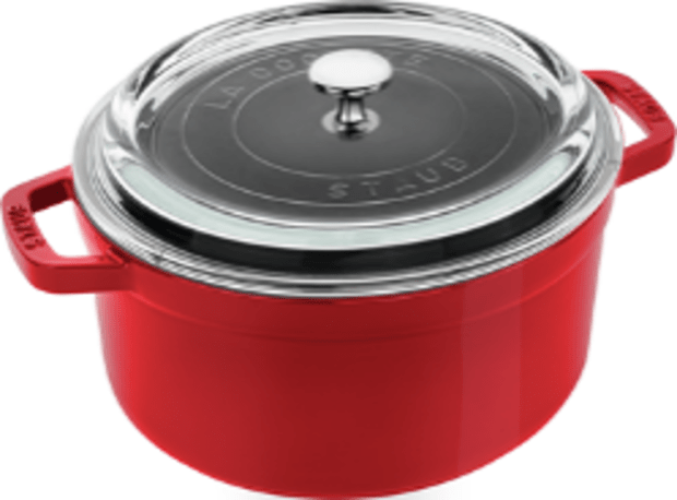 STAUB Cast Iron 4QT/3.8L Cocotte with Glass Lid - Cherry