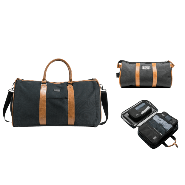 PKG Rosedale Duffel Bag Charlotte Dopp Kit and Union Compression Packing Cubes Bundle #1