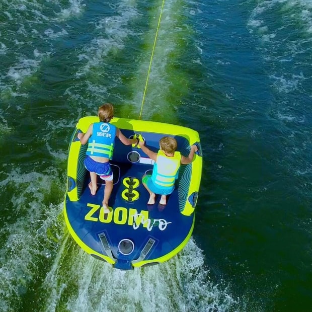 Zup Zoom Two Inflatable Towable Tube for Two Riders with Rope