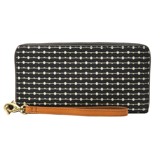 Fossil Logan RFID Zip Around Clutch - Black and White #1