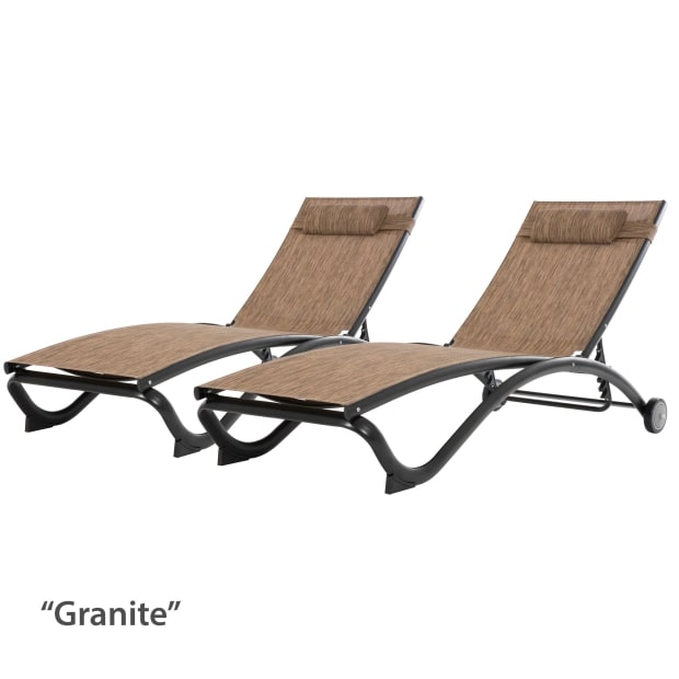 Vivere Glendale 4 Position Aluminum Pool Lounger Set in Granite #1