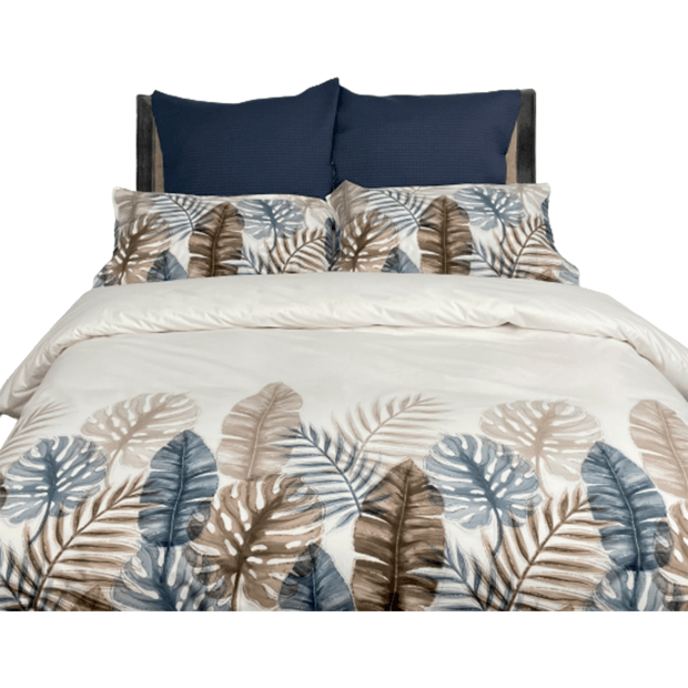 Cuddle Down PALM 100% Percale Cotton 200TC - 3-Piece Duvet Cover Set - KING