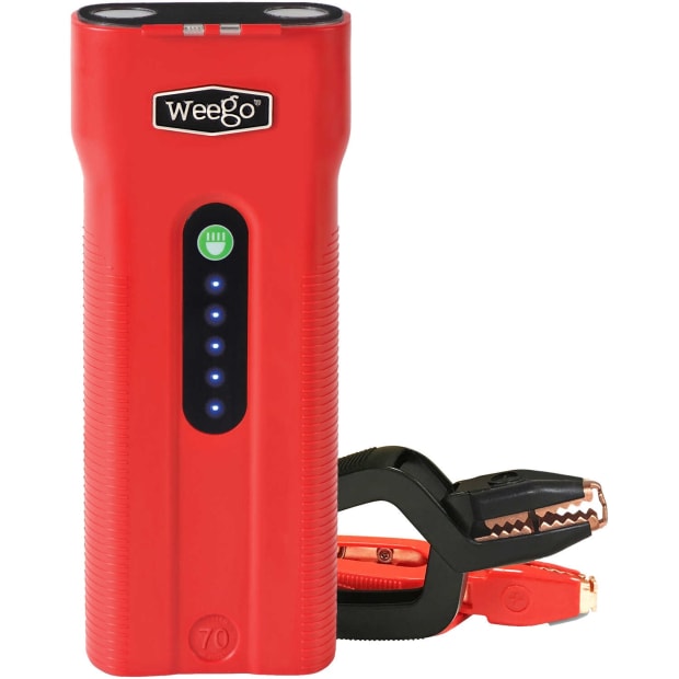 WEEGO® 70 12-Volt Portable Lithium Jump Starter with Patented Smarty Clamps 700 Cranking Amps for All Gasoline and 5-Liter+ Diesel Engines