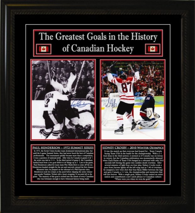 Frameworth Sidney Crosby and Paul Henderson Signed Framed 8x10 Canada's Greatest Goals Photos