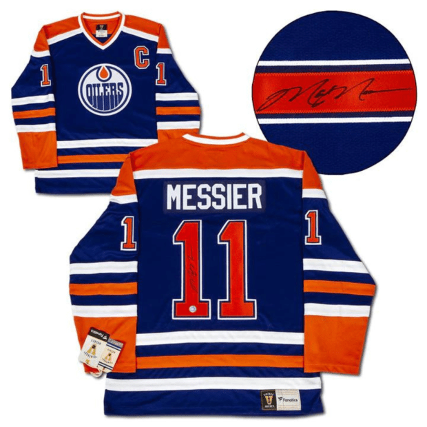 AJ Sports Mark Messier Edmonton Oilers Signed Retro Fanatics Jersey