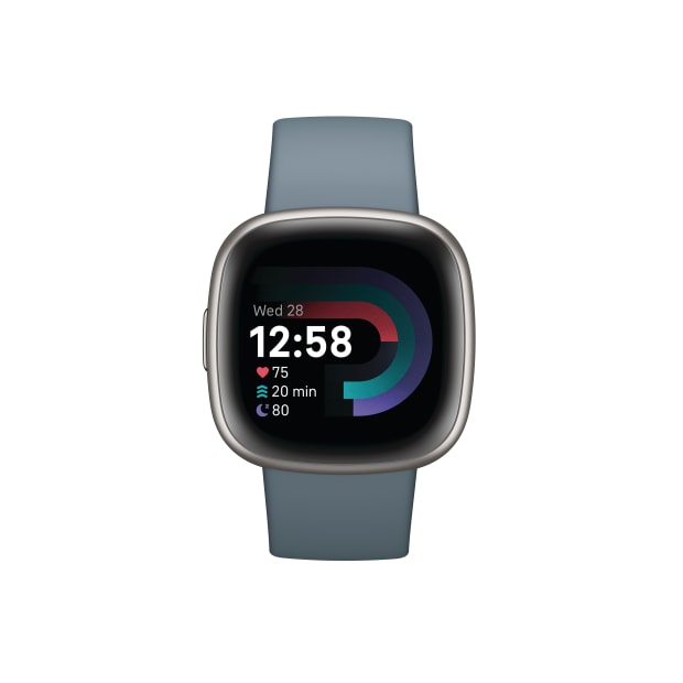 Fitbit Versa 4 Platinum Aluminum with Waterfall Blue Band #1