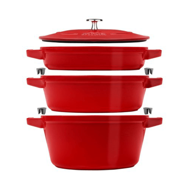 Staub La Cocotte stackable Set 4 Piece | Round | Cast Iron | Cherry #1