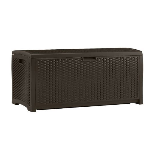 Suncast 73 Gallon Resin Wicker Deck Box #1