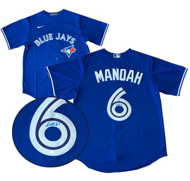 Frameworth Alek Manoah Signed Toronto Blue Jays Replica Blue Nike Jersey