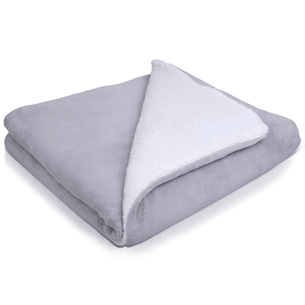 HUSH Weighted Sherpa Throw - 8lbs - Grey & White