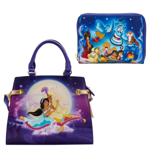 LOUNGEFLY DISNEY ALADDIN 30TH ANNIVERSARY CROSS BODY BAG + WALLET BUNDLE #1