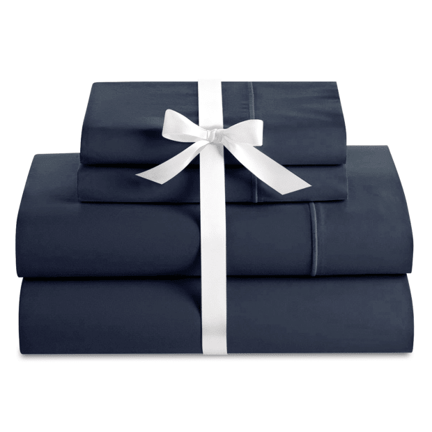 Cuddle Down DELUXE IMPRESSIONS Collection Portuguese 100% Sateen Finish Cotton 500TC 4-Piece Sheet Set - MARINE - KING