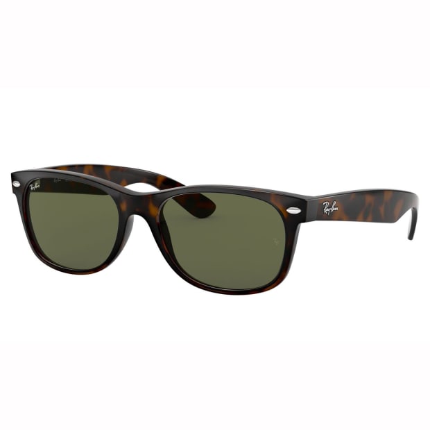 Ray-Ban New Wayfarer Classic Sunglasses - Matte Tortoise/Crystal Green ...