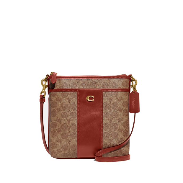 Coach Kitt Messenger Crossbody In Colorblock Signature Canvas - Brown