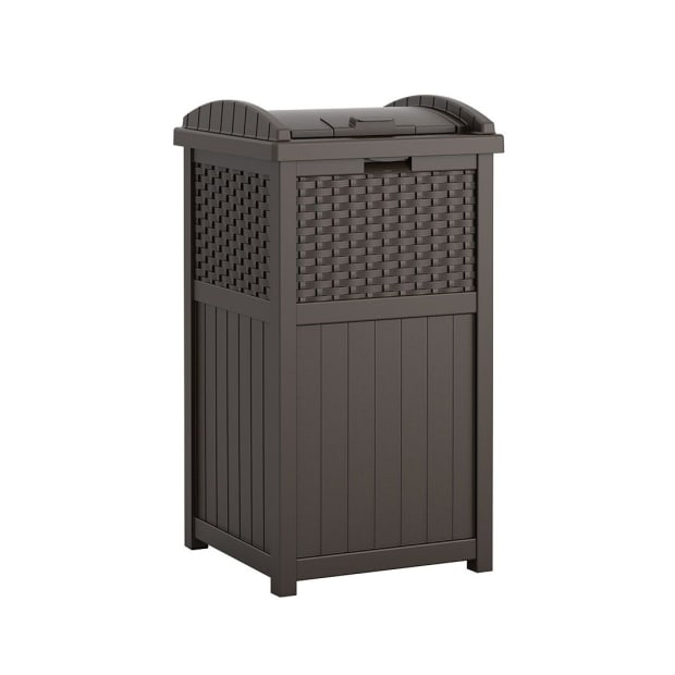 Suncast Resin Wicker Hideaway Trash Receptacle #1