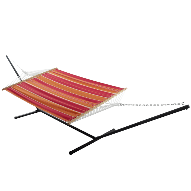 Vivere Cotton Spreader Bar Hammock with 13' Stand - Mimosa
