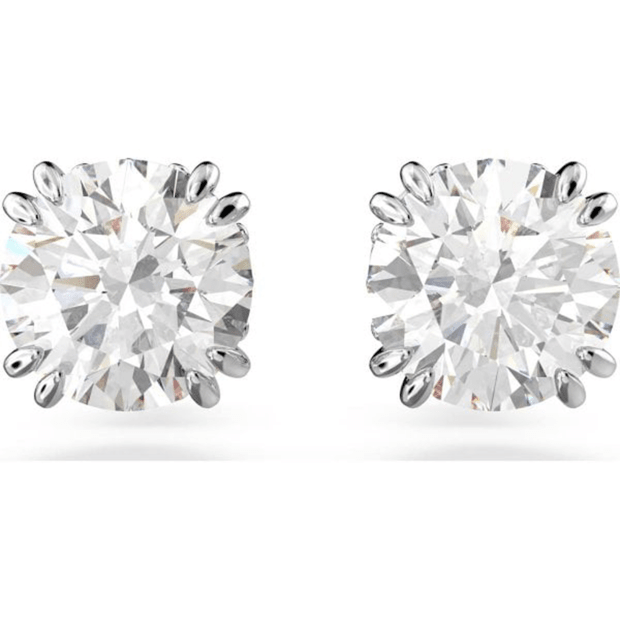 Swarovski Constella Stud Earrings Round Cut - White, Rhodium Plated