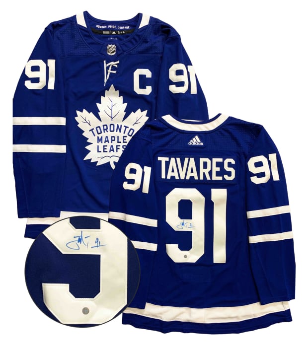 Frameworth John Tavares Signed Toronto Maple Leafs Blue Adidas Pro Jersey with "C"