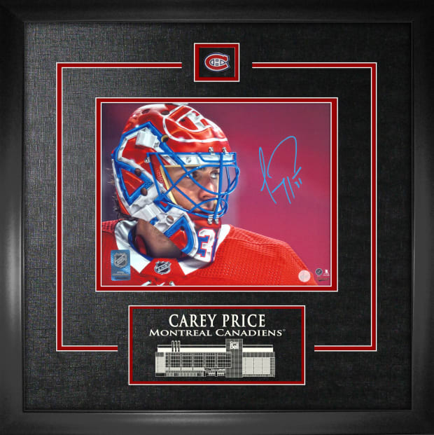 Frameworth Carey Price Montreal Canadiens Signed Framed 8x10 Close-Up Red Helmet Photo