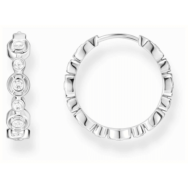 Thomas Sabo - Circles Hoop Earrings with White Stones - Silver