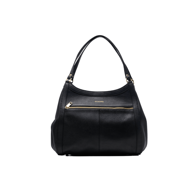 CHAMPS Gala Collection Leather Hobo Bag, Black #1