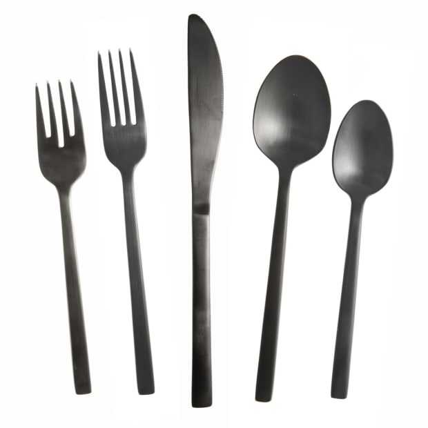 Fortessa Arezzo Brushed Black 20 PC Flatware Set (18/10) #1