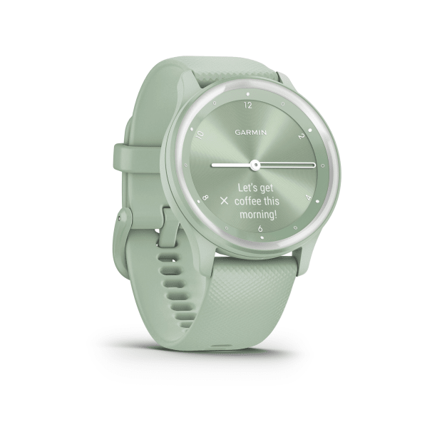 Garmin® vívomove® Sport Cool Mint Case Silicone Band Silver Accents Smartwatch - 40MM