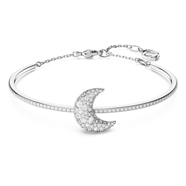 Swarovski Luna Bangle, Moon, White, Rhodium Plated **NEW**